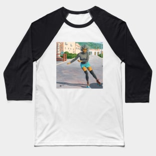 Alien Landscape Roller Skating Fantasy Illustration Baseball T-Shirt